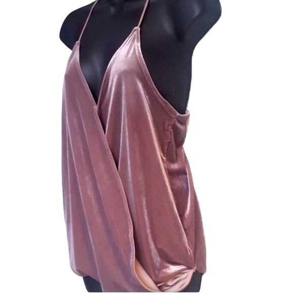 NSR velvet velour wrap top strappy high low cami tank mauve lavender pink XS - Picture 7 of 16